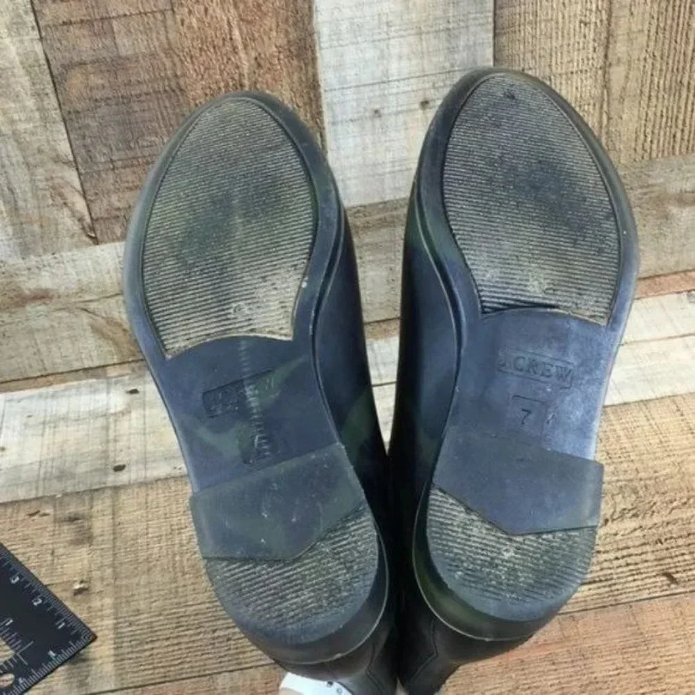 J. Crew Black Green Swirl Rubber Chelsea Boots Womens 7 Slip On‎ Ankle Bootie